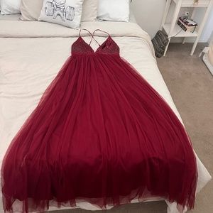 The Vintage Shop Burgundy Backless Maxi Dress